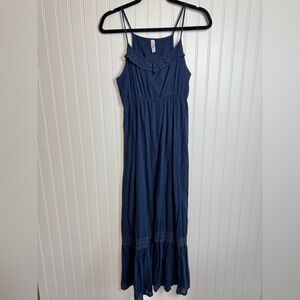 Xhileration navy sleeveless maxi dress lace detail size small C4